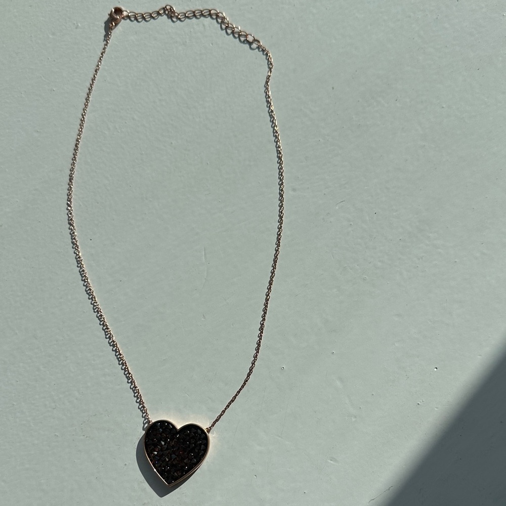 Swaroski Heart Pendant Necklace with Black Stones - Picture 6 of 6
